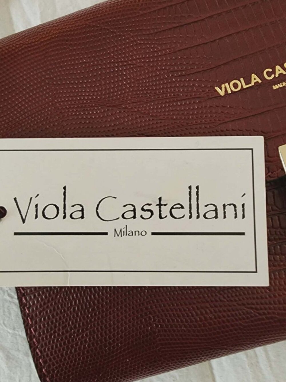 NWT Viola Castellani Milano Red Leather Chain Clutch Crossbody Made in Italy